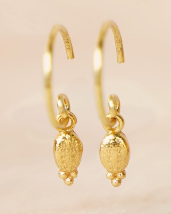 DD - Earring hanging 3x5mm oval dots vertical gold pl.