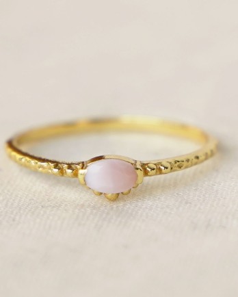 F - Ring size 52 pink opal 3x5mm oval dots g. pl.