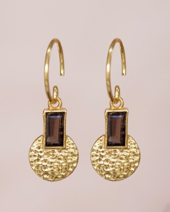 II - Earring Adia hanging 2x4mm sm.quartz with coin g.pl