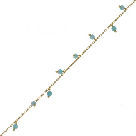 FF - bracelet 3mm 8 pendants amazonite beads gold plated