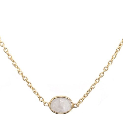 gcollier oval white moonstone gold plated