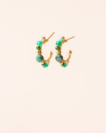 B - Earring with green jasper and mixed gemstones g.pl HE