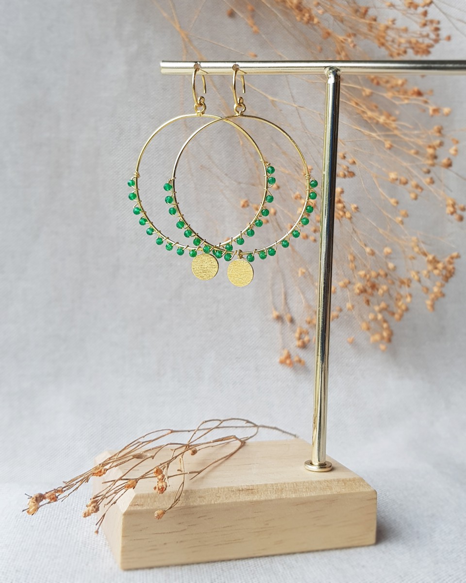 big hanging hoop earring with beads gpl