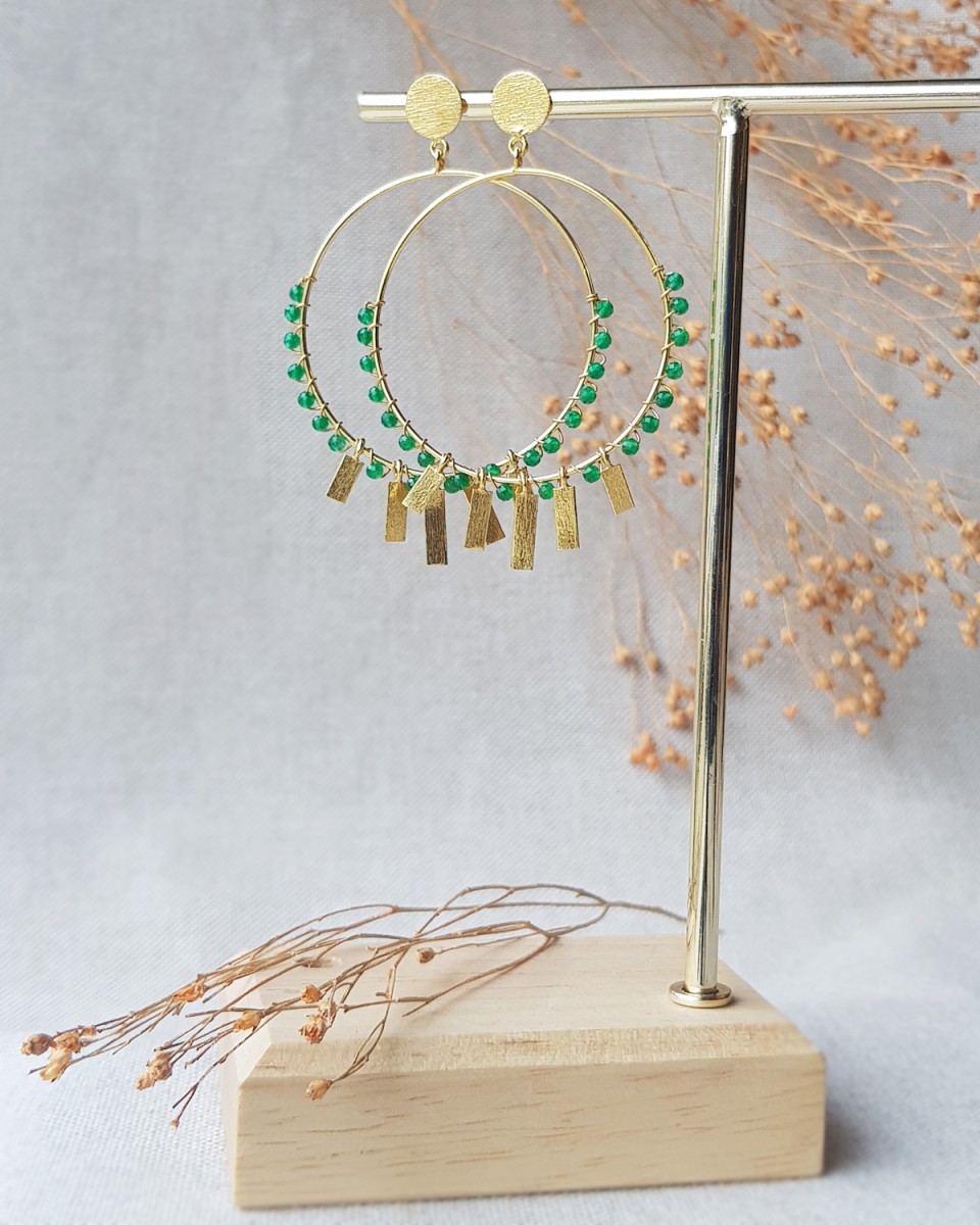 big stud hoop with beads and rectangle pendants gpl