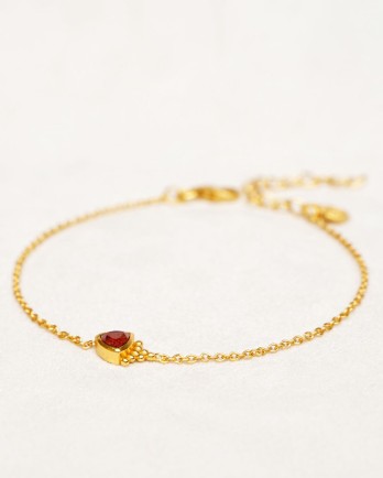 FF - Bracelet red jasper 4mm triangle with dots gold plated