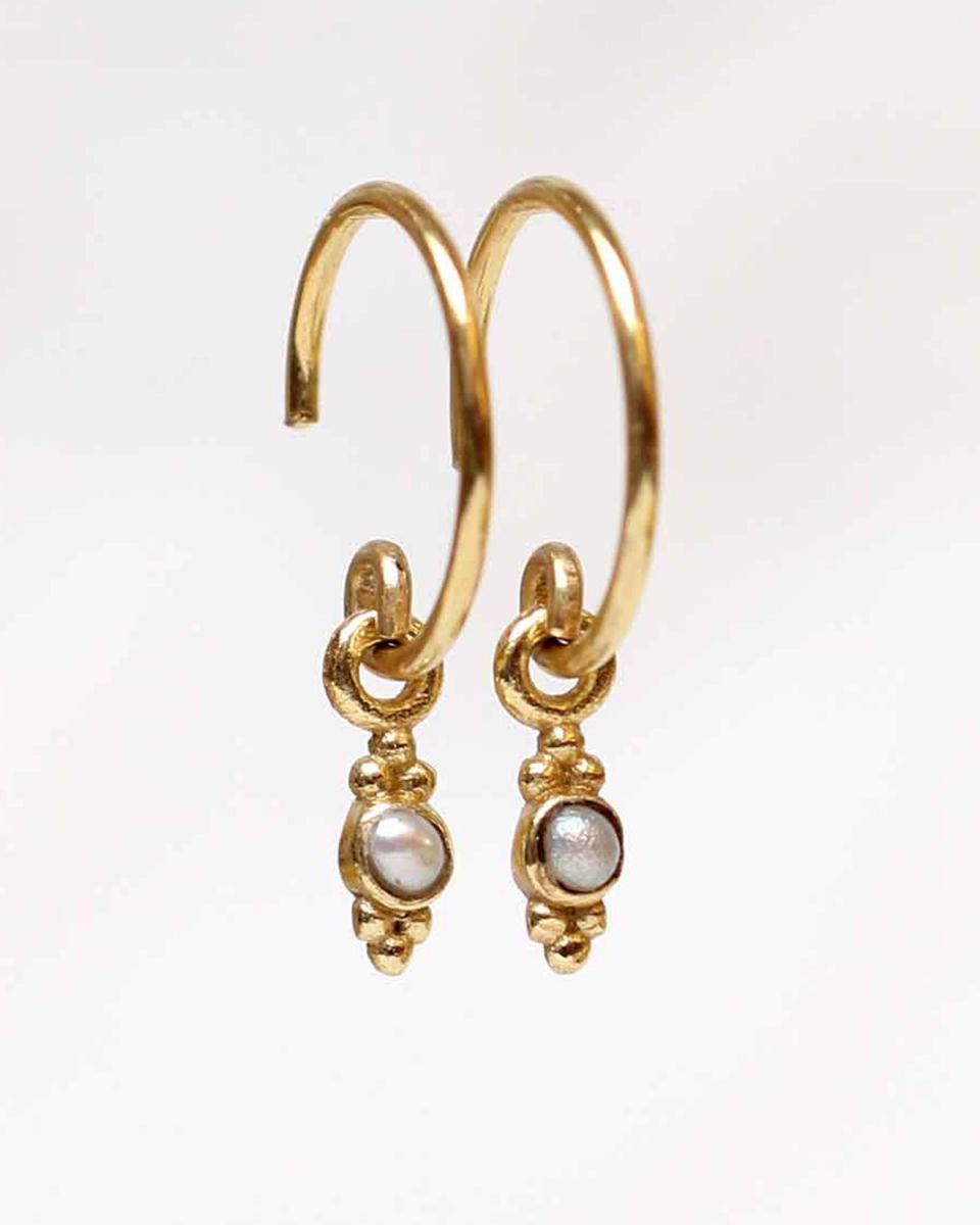 cc earring 2mm etnic pearl gold plated