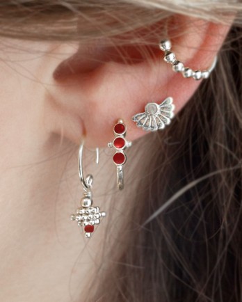 C- earring handcraft ruby bead