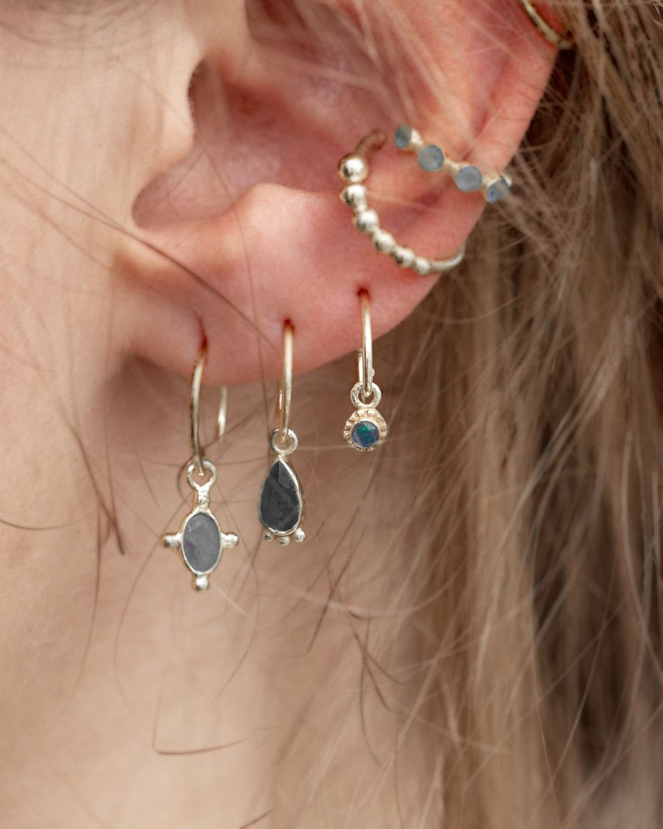 cc earring hanging labradorite round with stone