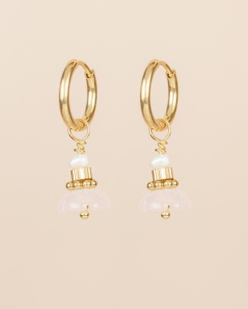 C - Earring stone and pearl with gold beads g.pl C - Earring stone and pearl with gold beads g.pl