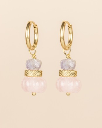 C - Earring flower stone with gold bead g.pl C - Earring flower stone with gold bead g.pl