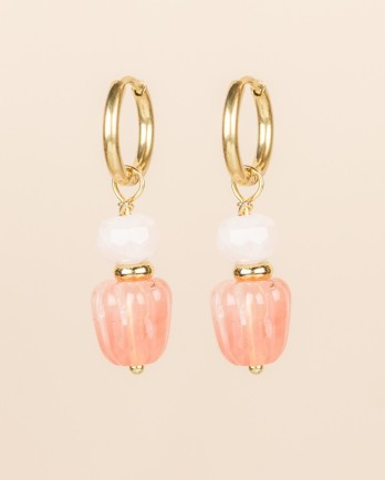 C - Earring flower stone with gold bead g.pl C - Earring flower stone with gold bead g.pl