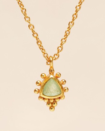 L - Collier nefrite 4mm triangle with sunny dots gold plated