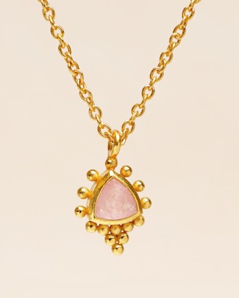 L-Collier rose quartz 4mm triangle with sunny dots