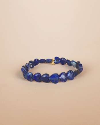 D - Bracelet lapis lazuli hearts on elastic CA