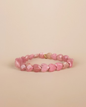 D - Bracelet rhodonite hearts on elastic HE
