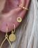 d earring stud circle hammered gold plated