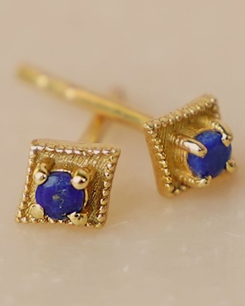 D - Earring stud lapis lazuli diamond