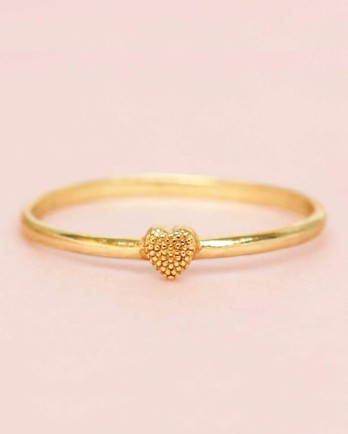 D- ring size 52 heart 3mm gold plated