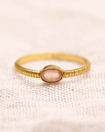 DD - ring size 52 oval bar rose quartz gold plated