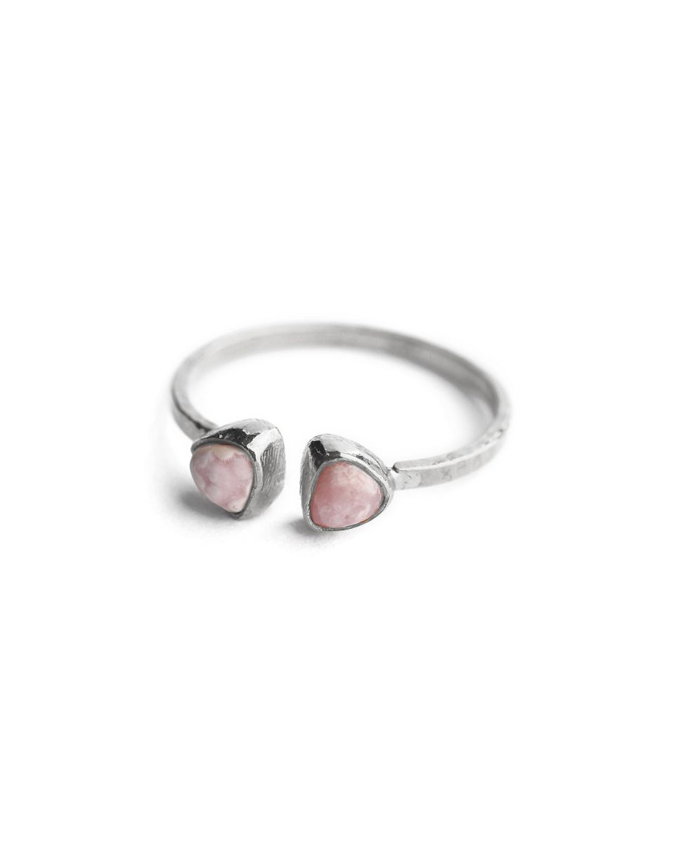 dd ring size 54 4mm double triangle rhodonite