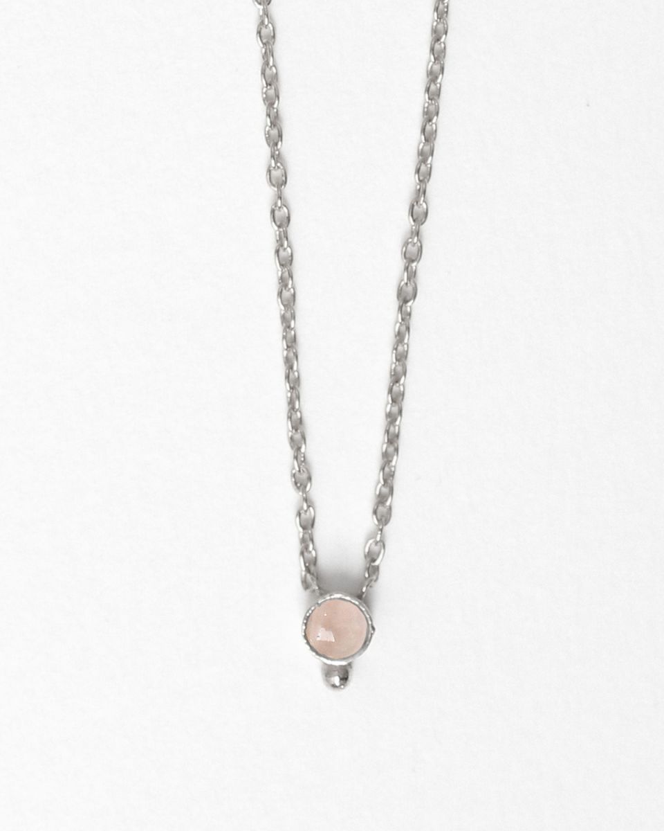 ee collier 3mm round dot pink chalcedony