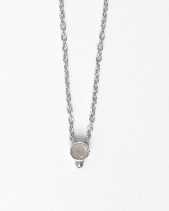 EE - collier 3mm round dot white moonstone