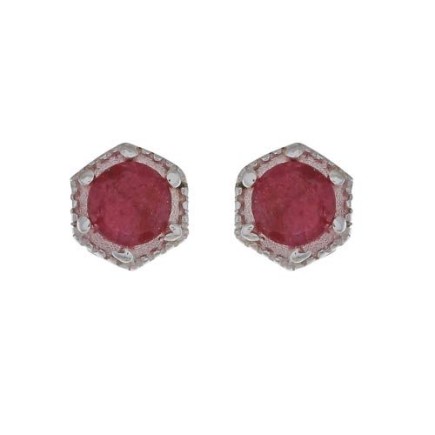 EE - earring 4mm ruby hexagon stud