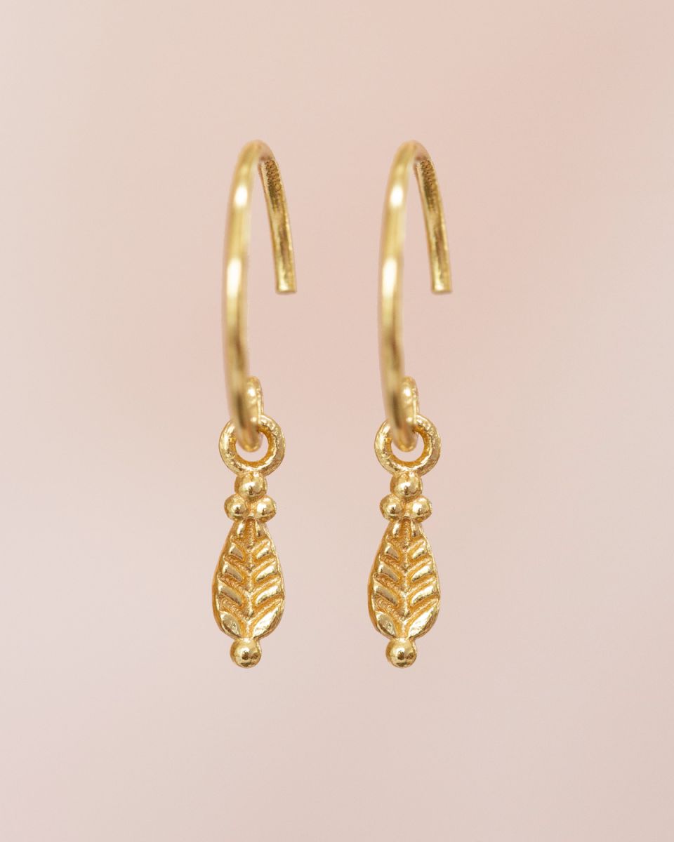 e earring ador hanging leaf gold plated