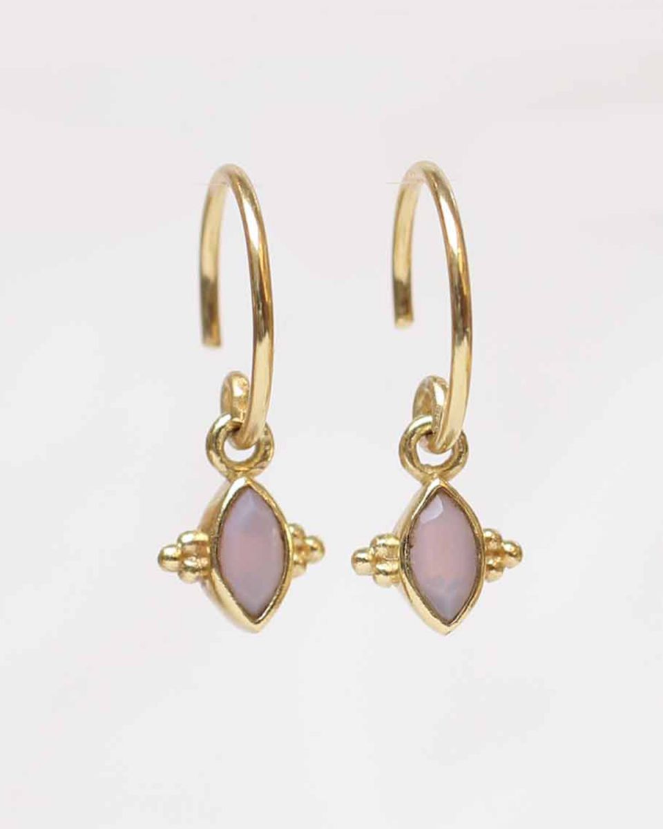 ee earring butterfly gem pink opal gold plated