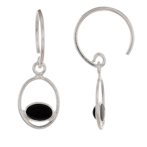 ee earring geo oval with black agate