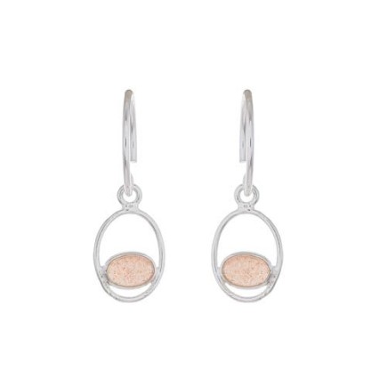 EE - earring geo oval with peach moonstone