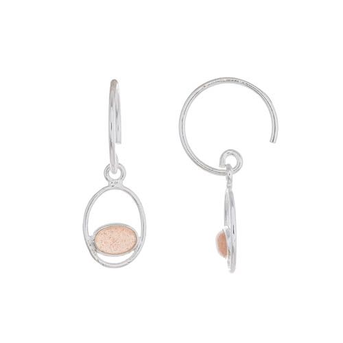ee earring geo oval with peach moonstone