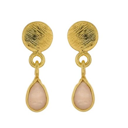 EE - earring peach moonstone drop stud gold plated