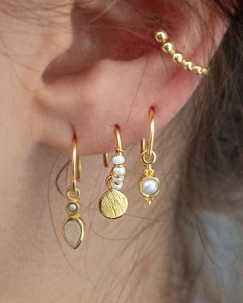 ee earring small coin peach m st beaded gold plated