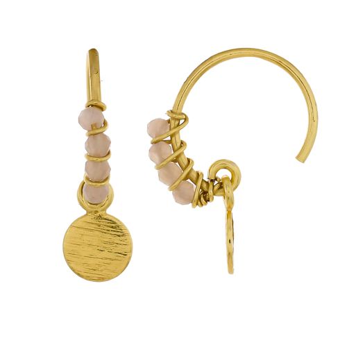 ee earring small coin peach m st beaded gold plated