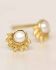 e earring white pearl dot with crown gold plated