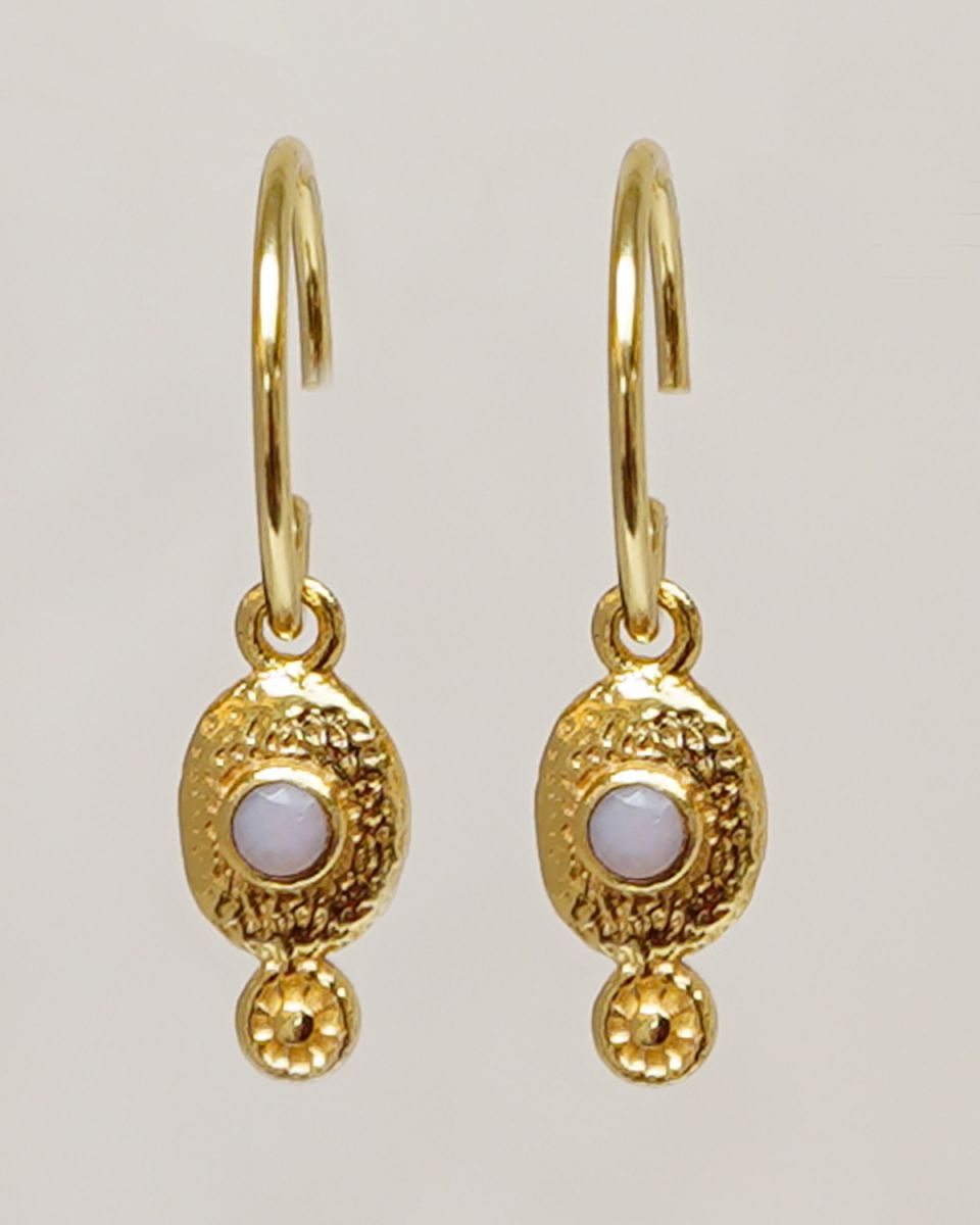 eearrings pendant pink opal 2mm in oval gold pltd