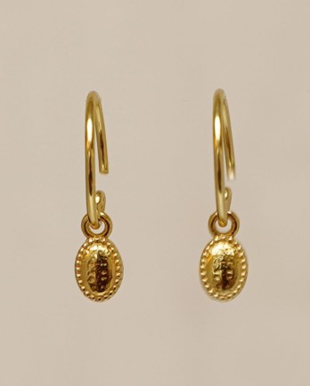 Earrings pendant plain little oval hammered