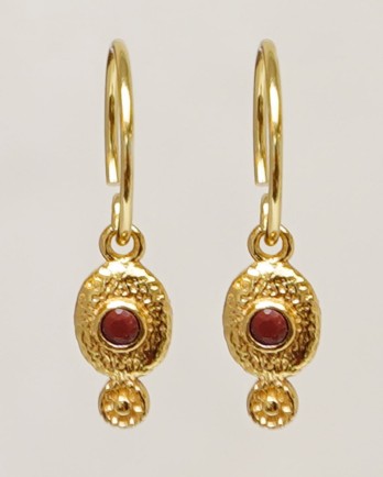 EE - Earrings pendant red jasper 2mm in oval gold pltd.