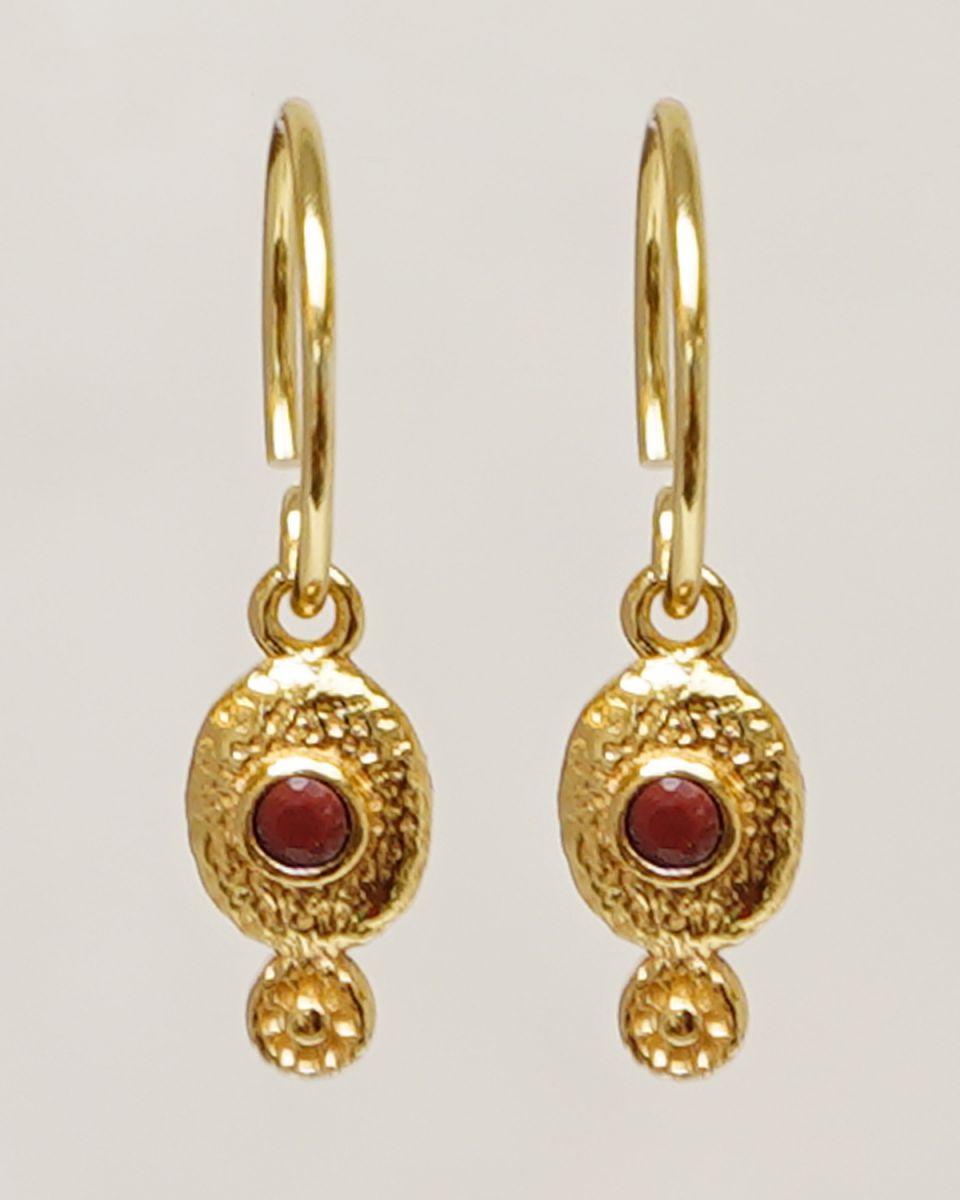 eearrings pendant red jasper 2mm in oval gold pltd