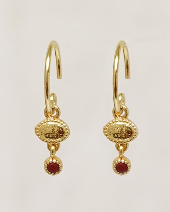 E-Earrings pendant red jasper 2mm+little oval  gld.pltd.