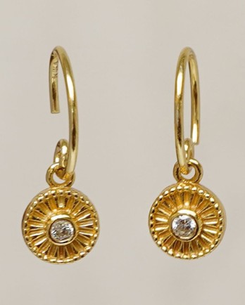 EE - Earrings pendant wheels+zirconia 2mm stone gld.pltd.