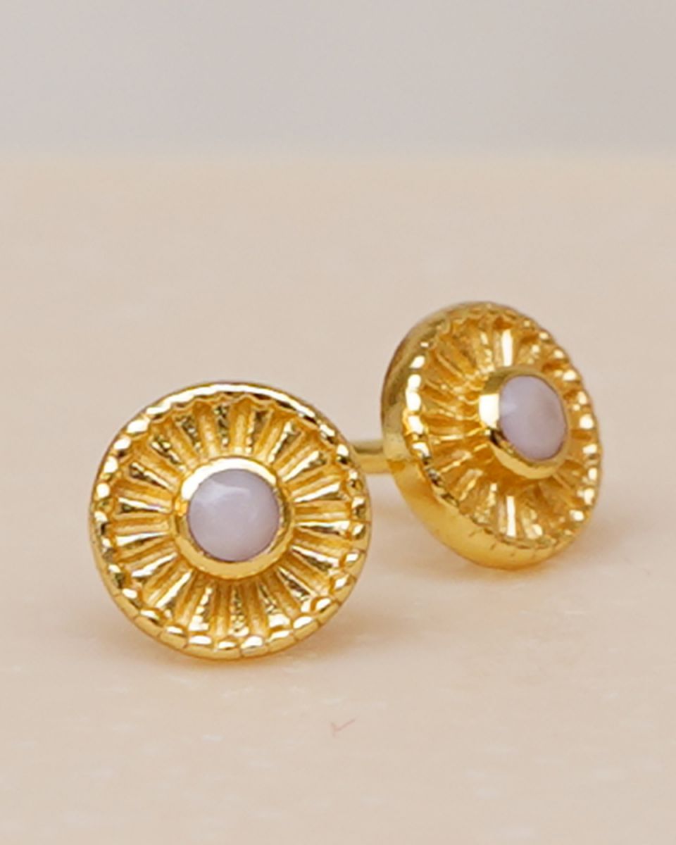 ee earrings stud wheelspink opal 2mm stone gldpltd