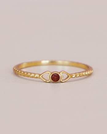 E - Ring Adorle size 50 garnet with tiny hearts g.pl E - Ring Adorle size 50 garnet with tiny hearts g.pl