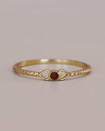 E - Ring Adorle size 50 garnet with tiny hearts g.pl
