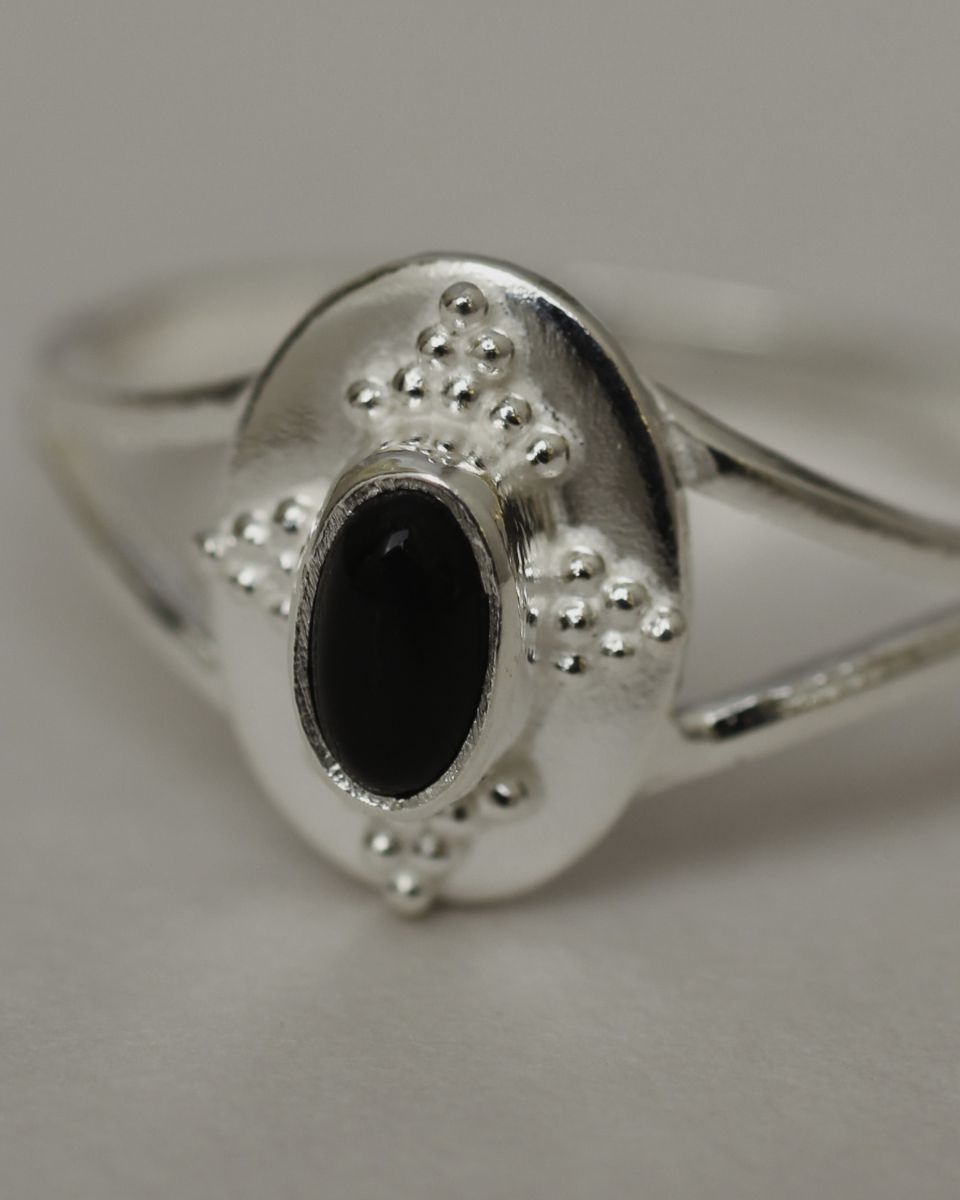 e ring size 52 12x8 old timer black agate