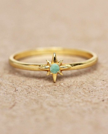 E- ring size 52 amazonite star gold plated