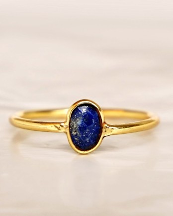 EE - Ring size 52 lapis lazuli vertical gold pl.