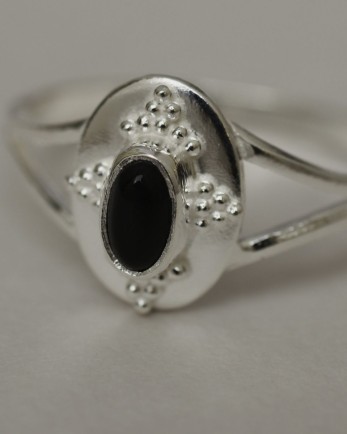 E- ring size 54 12x8 old timer black agate