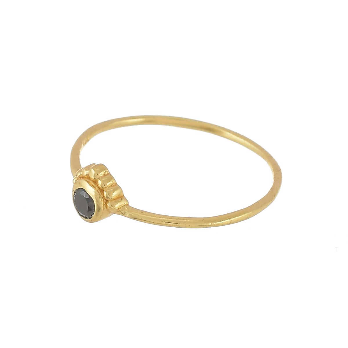 ee ring size 56 3mm black agate etnic gold plated